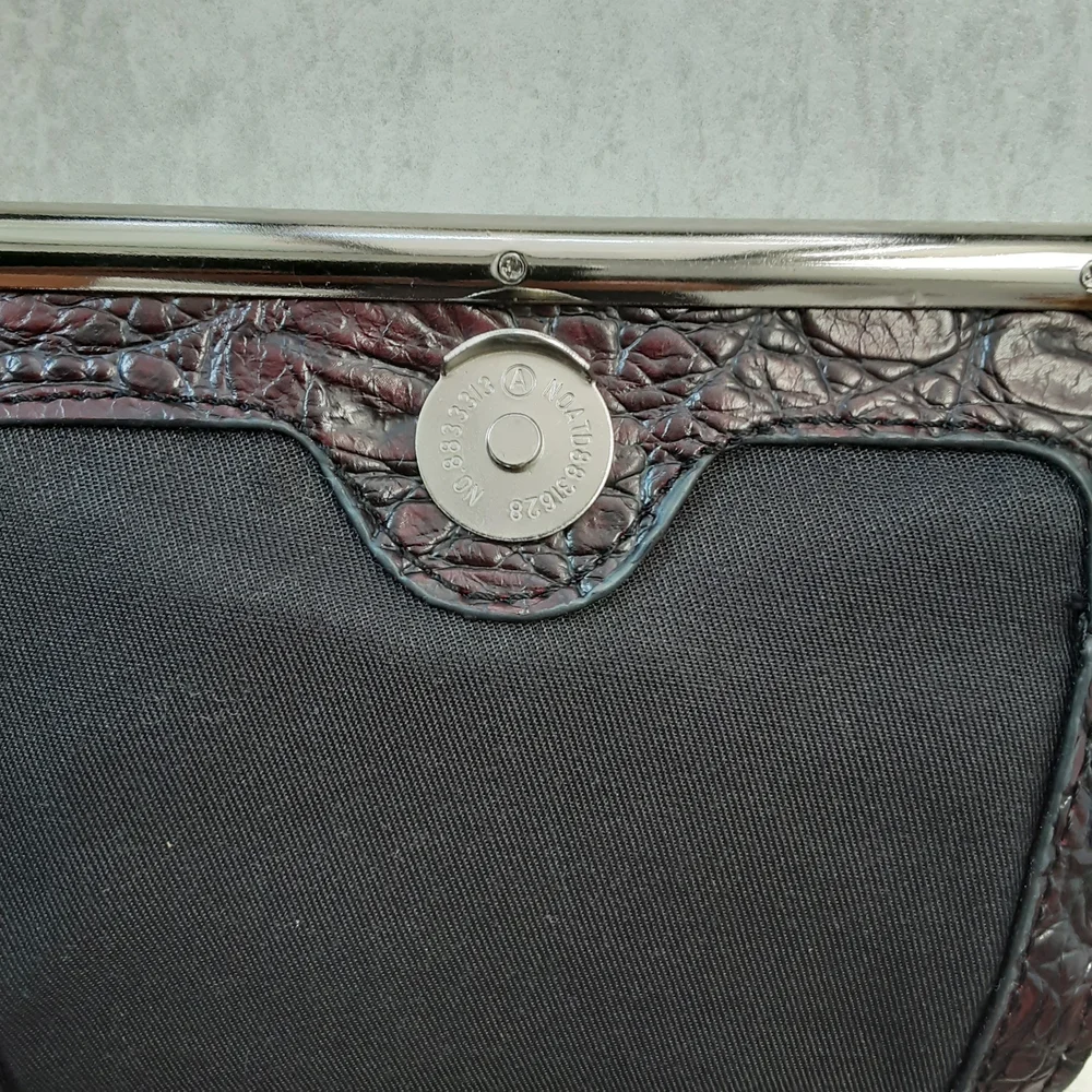 Merona Croc-Embossed Crossbody Bag in Dark Brown with Silver Hardware